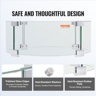 Protector de Viento para Fogata, Escudo de Llama de Vidrio Redondo de 435 x 170 mm, Accesorio para Mesa de Fuego de 6 mm de Grosor, Protector de Llama de Vidrio Templado Claro para Propano, Gas, E...