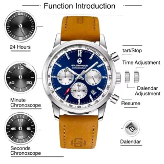 Reloj GOLDENHOUR Cronógrafo Azul Marrón Hombre