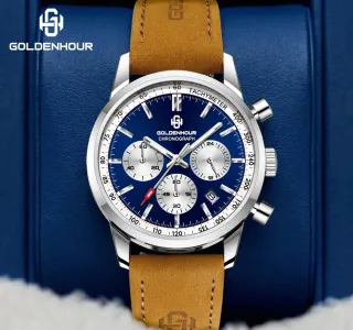 Reloj GOLDENHOUR Cronógrafo Azul Marrón Hombre