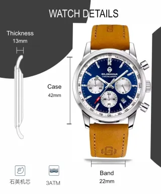 Reloj GOLDENHOUR Cronógrafo Azul Marrón Hombre