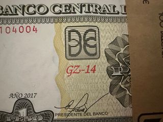 Cuba 1 Peso 2017 Taco 100 Billetes, 5 Reemplazos