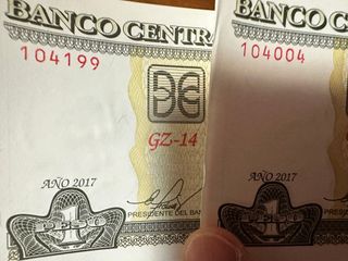 Cuba 1 Peso 2017 Taco 100 Billetes, 5 Reemplazos