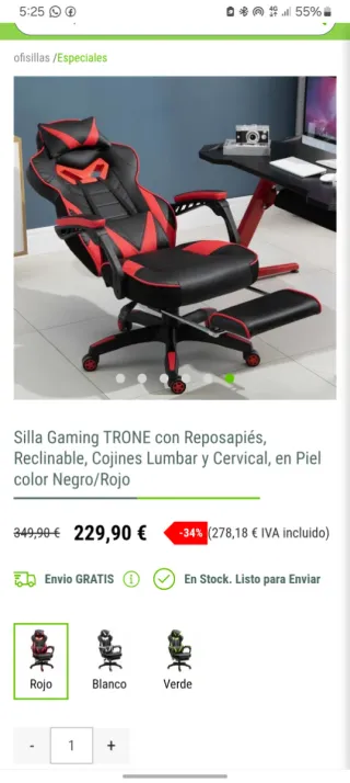 Silla Gamer Negra y Roja