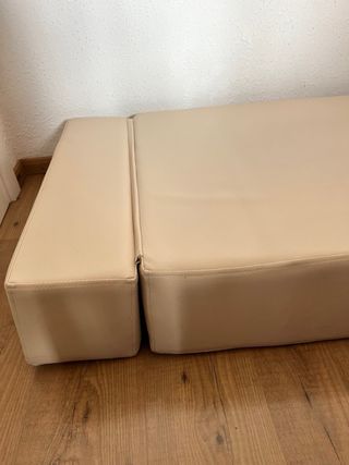 Puf convertible en sofá cama beige