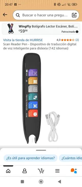 WingFly Escáner Lector Bolígrafo Traductor