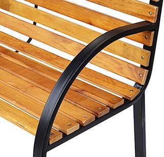 Banco de Madera 2 Plazas, Banco de Exterior, Jardín, Balcón o Terraza 122X60X83Cm, Negro y Color Madera