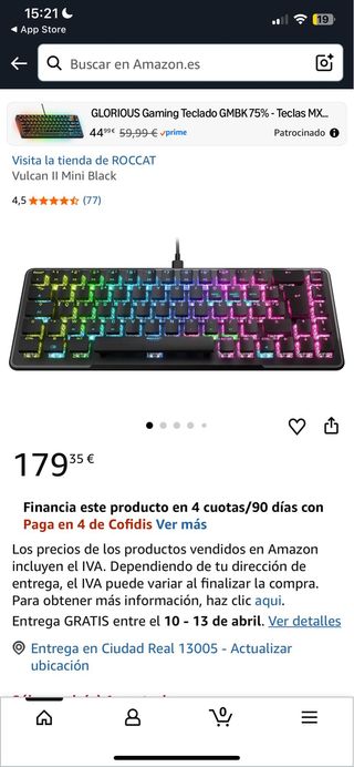 Teclado ROCCAT VULCAN II MINI Negro