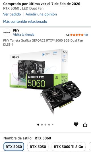 Tarjeta Gráfica PNY RTX 5060 8GB GDDR7