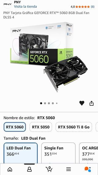 Tarjeta Gráfica PNY RTX 5060 8GB GDDR7