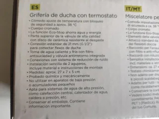 Grifo Ducha Termostático Marca LIVARNO