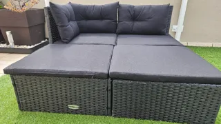 Set di divani da esterno in rattan nero