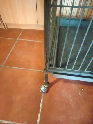 Jaula grande de hierro forjado para mascotas.