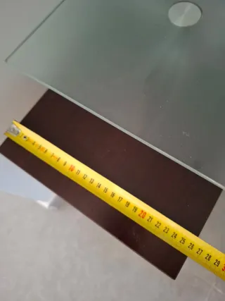 Mueble recibidor madera y cristal