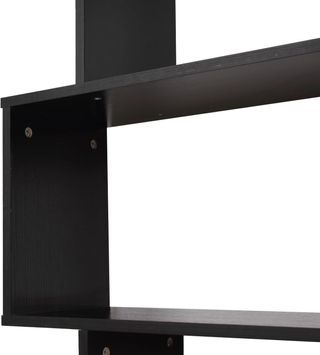 Libreria Design da Parete, Libreria a Parete Nera, 6 Ripiani Scomponibili, Struttura a Zig-Zag, Moderna, Resistente, in Legno, per Soggiorno e Ufficio, 80X24X191Cm, Nero