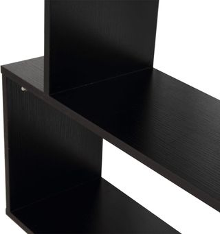 Libreria Design da Parete, Libreria a Parete Nera, 6 Ripiani Scomponibili, Struttura a Zig-Zag, Moderna, Resistente, in Legno, per Soggiorno e Ufficio, 80X24X191Cm, Nero