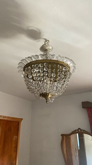 Lámpara de bronce y cristal