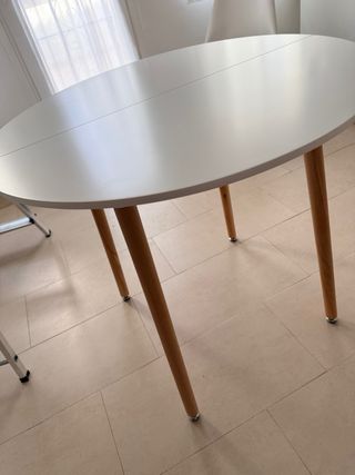 Mesa redonda blanca patas haya