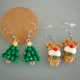Pendientes árbol de Navidad y reno