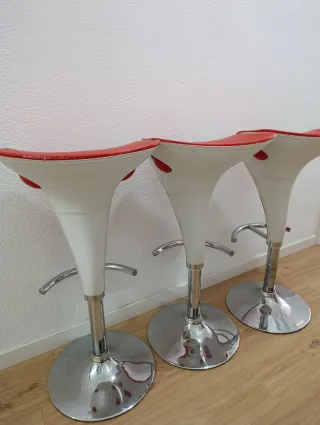 3 Taburetes de Bar Rojo-blanco