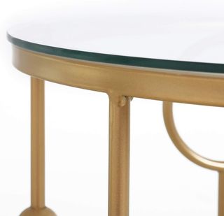 Set di 2 tavolini da caffè dal design elegante con motivi circolari, metallo e vetro temperato Φ41X57Cm & Φ36X51Cm