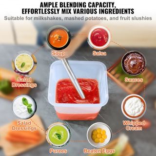 Batidora de Inmersión Comercial, Mezclador de Mano Pesado de 500 Vatios, Mezclador de Variedad de Velocidades con Cuchilla de Acero Inoxidable 304, Mezclador Portátil Multiusos para Sopa, Batido, ...