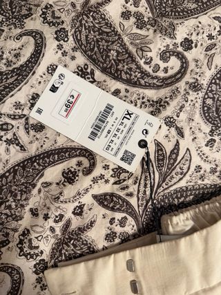 Pantalón Zara Ancho Beige Talla XL