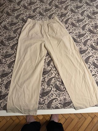 Pantalón Zara Ancho Beige Talla XL