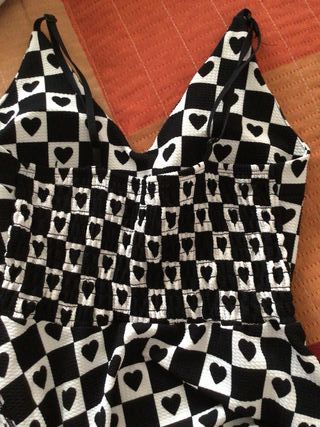 Vestido estampado cuadros y corazones