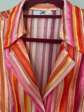 Conjunto pantalón, top y blazer rayas