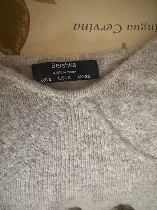 Bershka Crop Lana Manga Abullonada S/36/8 Gris