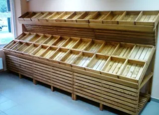 Estanterías de madera natural para fruterías...