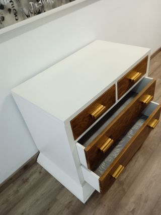 Cajonera Blanca Lacada con Pan de Oro