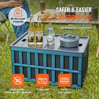 Scatole di Stoccaggio Pieghevoli con Coperchio, 65L 3 Pacchetti, Scatole di Plastica Impilabili e Pieghevoli con Maniglie, Grandi Contenitori Resistenti per Abbigliamento, Giocattoli, Libri, Snack, Scarpe e Organi...