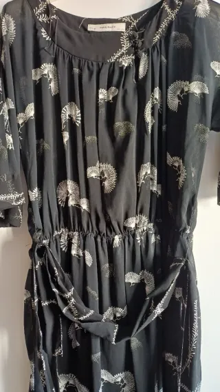 Vestido Zara Estampado Abanicos Talla L
