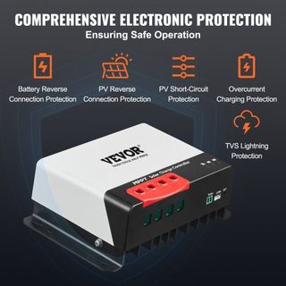 Controlador de Carga Solar MPPT de 50A, Entrada DC Automática de 12V / 24V, Regulador de Carga de Panel Solar con Módulo Bluetooth, Eficiencia de Carga del 98% para Carga de Baterías Selladas (AGM...