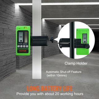 Detector de Láser Receptor 6004.6 cm de Alcance Láser Verde y Haz Rojo con Abrazadera