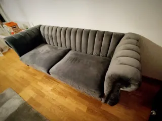 Sofá Chesterfield Terciopelo Gris