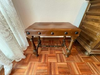 Banqueta rústica madera y cuero