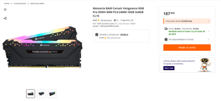 16GB DDR4 Corsair Vengeance RGB PRO 3000mhz CL15