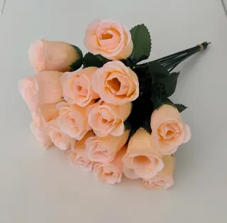 16 Flores Artificiales Rosas Melocotón