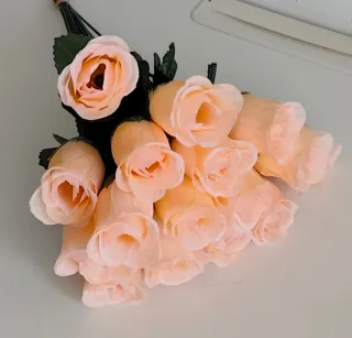 16 Flores Artificiales Rosas Melocotón