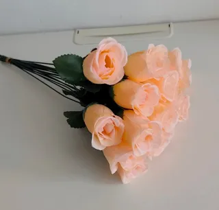 16 Flores Artificiales Rosas Melocotón