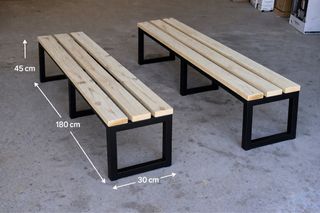 Pacchetto di 2 panche in legno di pino