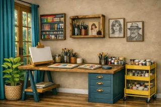 Estantería rústica de madera