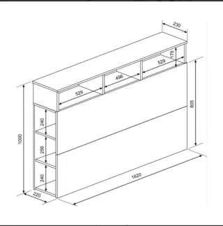 Cama con cajones y cabecero con almacenaje