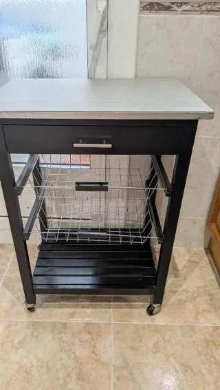 Mueble auxiliar cocina negro y metal