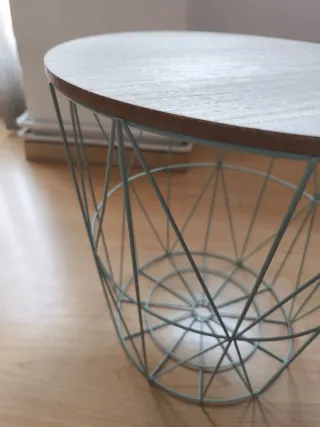 Mesa auxiliar redonda madera y metal