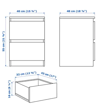 Mesita de noche Malm Ikea blanca