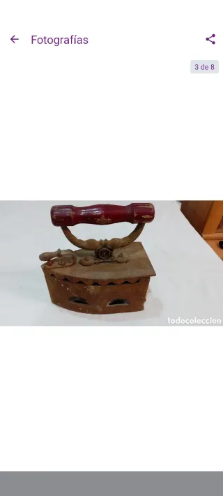 Antigua plancha de carbón siglo XIX