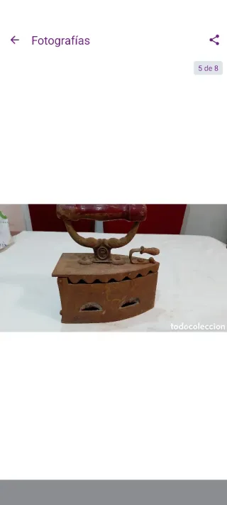 Antigua plancha de carbón siglo XIX